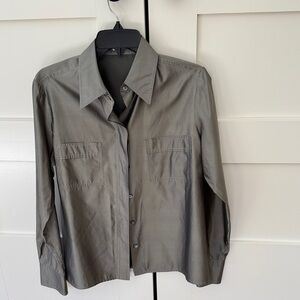 Cerutti Olive Button-Up Silk Blouse